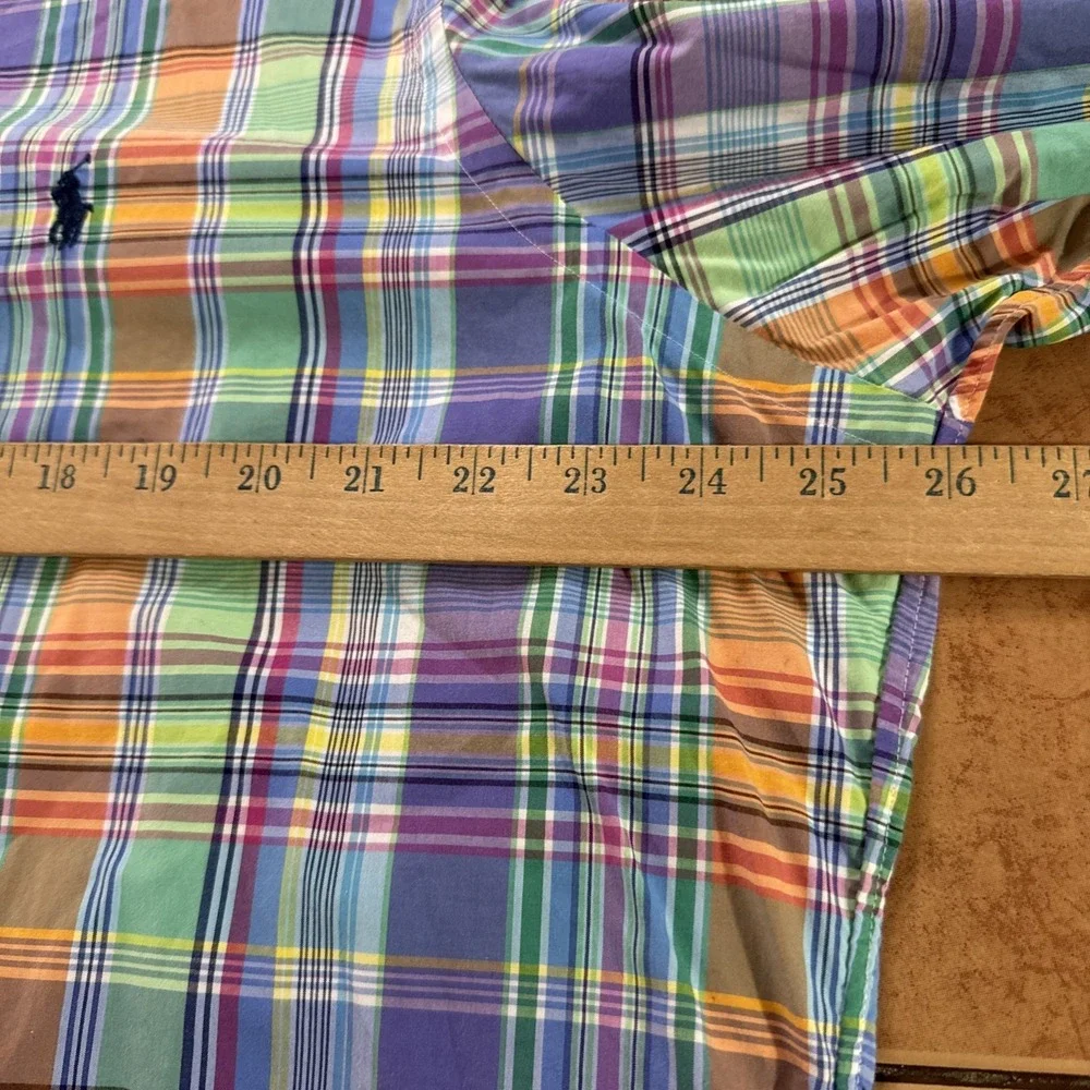 Polo Ralph Lauren Button Shirt Mens Sz XL Multicolor Madras Plaid Stretch Cotton